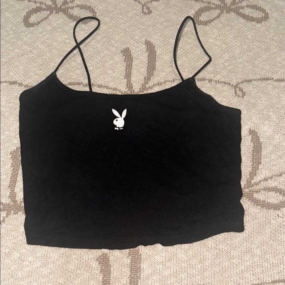PLAYBOY Black Camisole with Iconic Logo